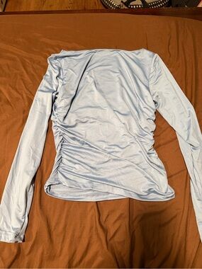 The Workshop Light Blue Ruched Long Sleeve Top